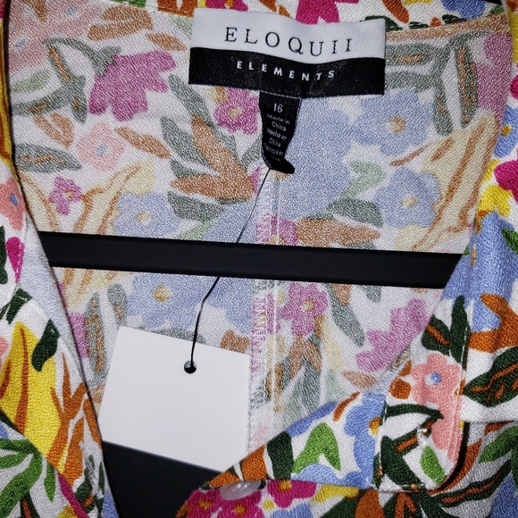 NWT Eloquii Elements Waist Tie Button Front Floral Maxi Dress - Picture 6 of 8